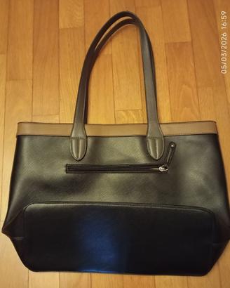 Borsa Carpisa corpo nero-beige manici grigio