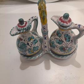 set da olio e aceto ceramica Deruta vintage