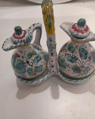 set da olio e aceto ceramica Deruta vintage