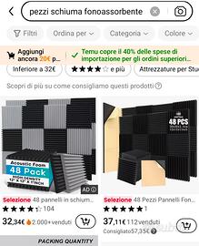 48 pezzi di schiuma fono assorbenti
