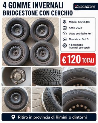 4 gomme invernali Bridgestone 195/65 R15 