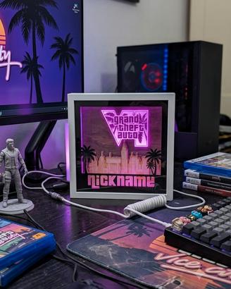 Diorama led GTA VI Vice City 3D Lampada Shadowbox