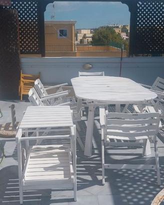 TAVOLO giardino/terrazza in legno laccato bianco