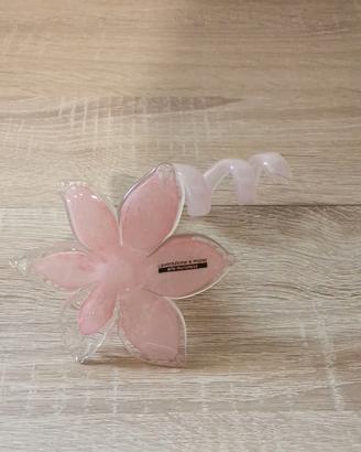 Fiore in Vetro porta candela di Murano Originale