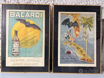 Coppia stampe pubblicitarie vintage Rum Bacardi