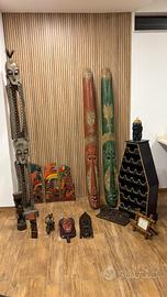 lotto completo statue e maschere etniche il legno