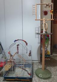 Gabbia Pappagalli, trespolo super,accessori giochi