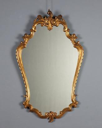 Specchio in Legno Intagliato e Dorato