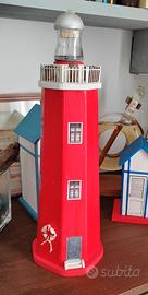 Faro decorativo in legno, fatto a mano Rosso