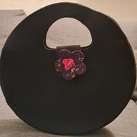 Borsa Nera in Feltro con Fiore