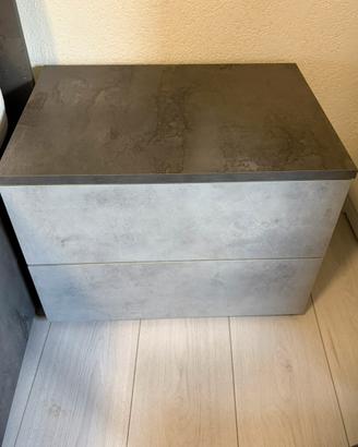 Coppia di comodini moderni effetto cemento