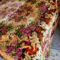 Coperta matrimoniale vintage di ciniglia vellutata