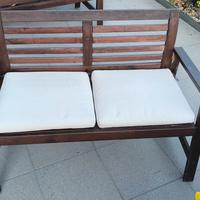 Panchine Ikea Applaro in legno scuro con cuscini
