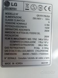Frigorifero LG GR-P21BUGA rotto 