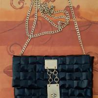 BORSETTA POCHETTE ELEGANTE NERA PAGLIA cm 23x16x3