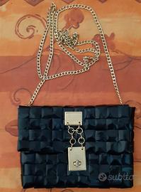 BORSETTA POCHETTE ELEGANTE NERA PAGLIA cm 23x16x3