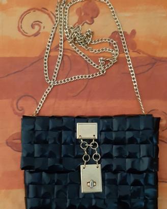 BORSETTA POCHETTE ELEGANTE NERA PAGLIA cm 23x16x3