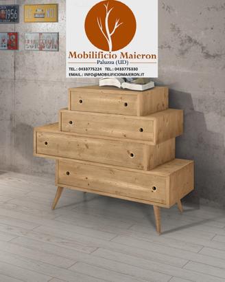 Mobili Rustici Country Cassettiera Legno 302M