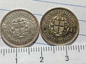 coppia monete antiche argento inglesi 