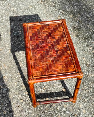 tavolino comodino in Bamboo e vimini vintage anni 