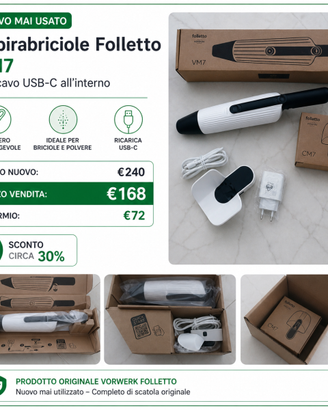 Aspirabriciole Folletto VM7 nuovo mai usato