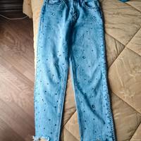 Jeans borchie e strass