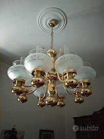 Lampadario in ottone (bagnato in oro)