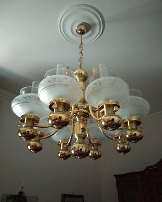 Lampadario in ottone (bagnato in oro)