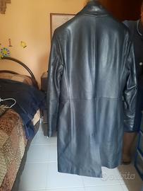 Splendido Cappotto Lungo in Vera Pelle Nera 