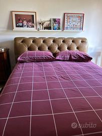 Letto mateimoniale vera pelle toscana