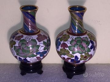 Coppia di Vasetti Cloisonnè Cinese