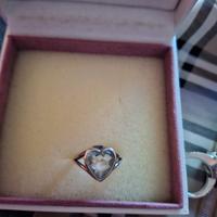 Anello argento con pietra a forma di cuore acquama