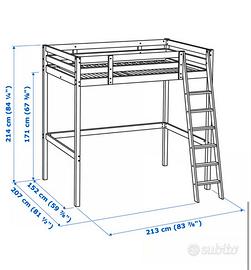 Struttura letto a soppalco bianca "STORA'" IKEA