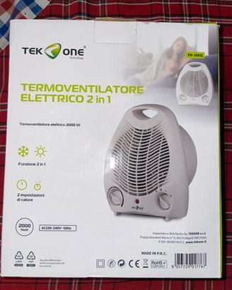 Termoventilatore elettrico Tekcone 2 in 1 NUOVO