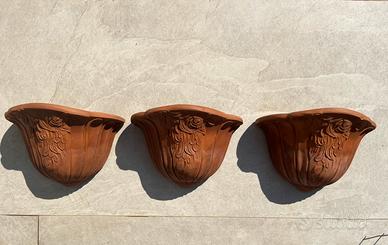 Set 3 vasi in terracotta da parete