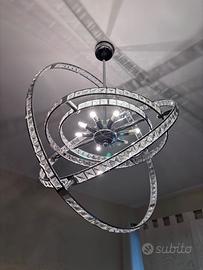 Lampadario acciaio e cristallo