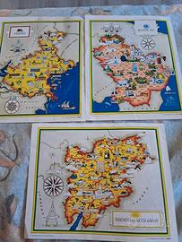 cartine regioni esso 3 pezzi vintage veneto trento