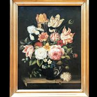 Dipinto natura morta di fiori - metà XX secolo