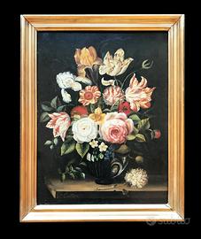 Dipinto natura morta di fiori - metà XX secolo