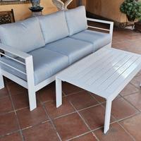 Divano Alluminio 3posti BIANCO ANTRACITE CUSCINONI