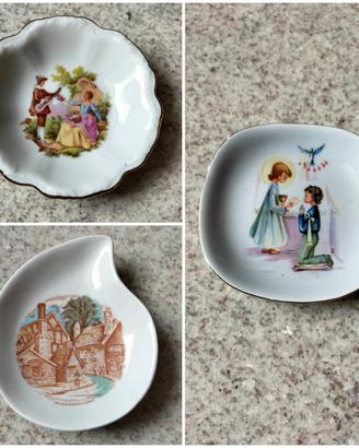 SET 3 Mini Piattini Vintage Porcellana da Vetrina 
