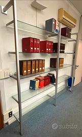 libreria da ufficio in metallo e vetro temperato
