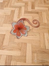 fiore in vetro in stile Murano. Arancio. 15 cm