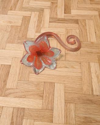 fiore in vetro in stile Murano. Arancio. 15 cm