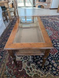 Tavolino da Salotto Classico in Legno e Vetro