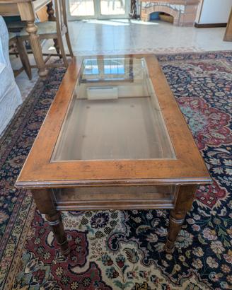 Tavolino da Salotto Classico in Legno e Vetro