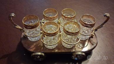 Set vintage vassoio/carrellino+ 6 bicchierini