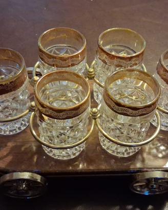 Set vintage vassoio/carrellino+ 6 bicchierini