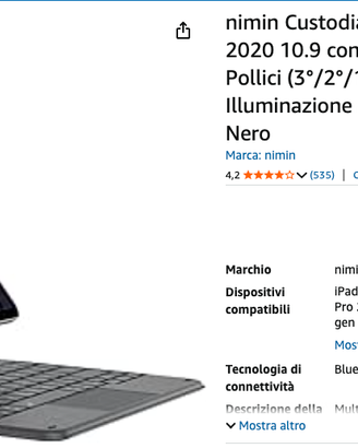 Tastiera con trackpad per iPad Air/Pro 11"