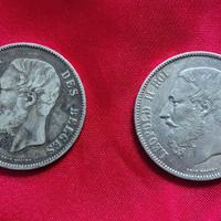 2x 5 Francs Leopold II Belgium